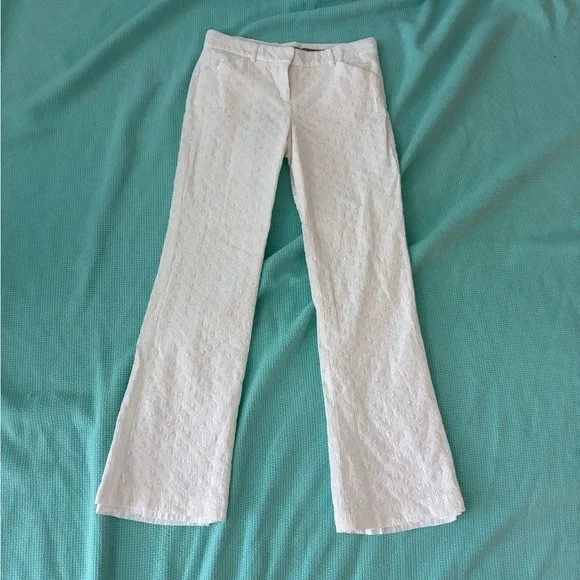 EXPRESS Design Studio Editor trousers pants size 4 lined. White eyelet texture - Picture 3 of 10